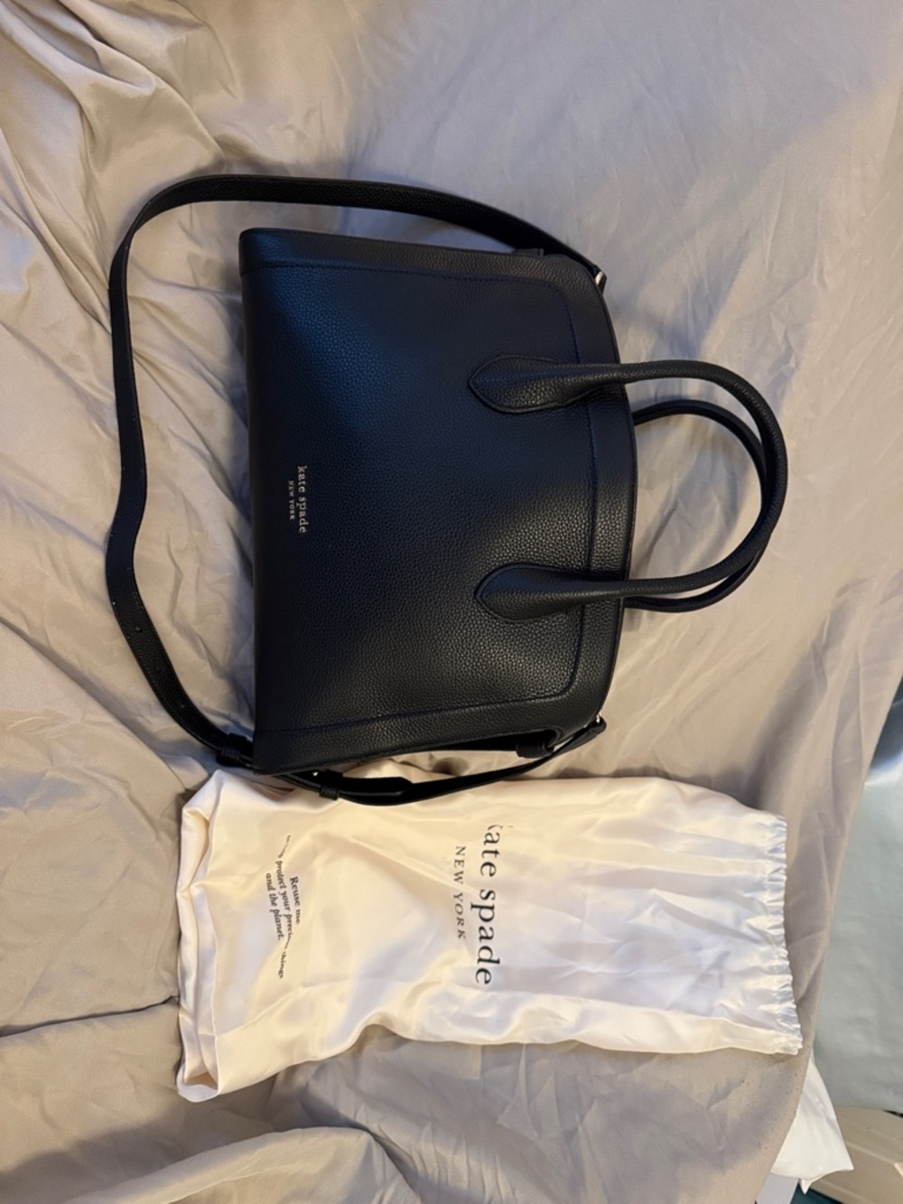 kate spade Black Pebbled Leather Satchel with Crossbody Strap